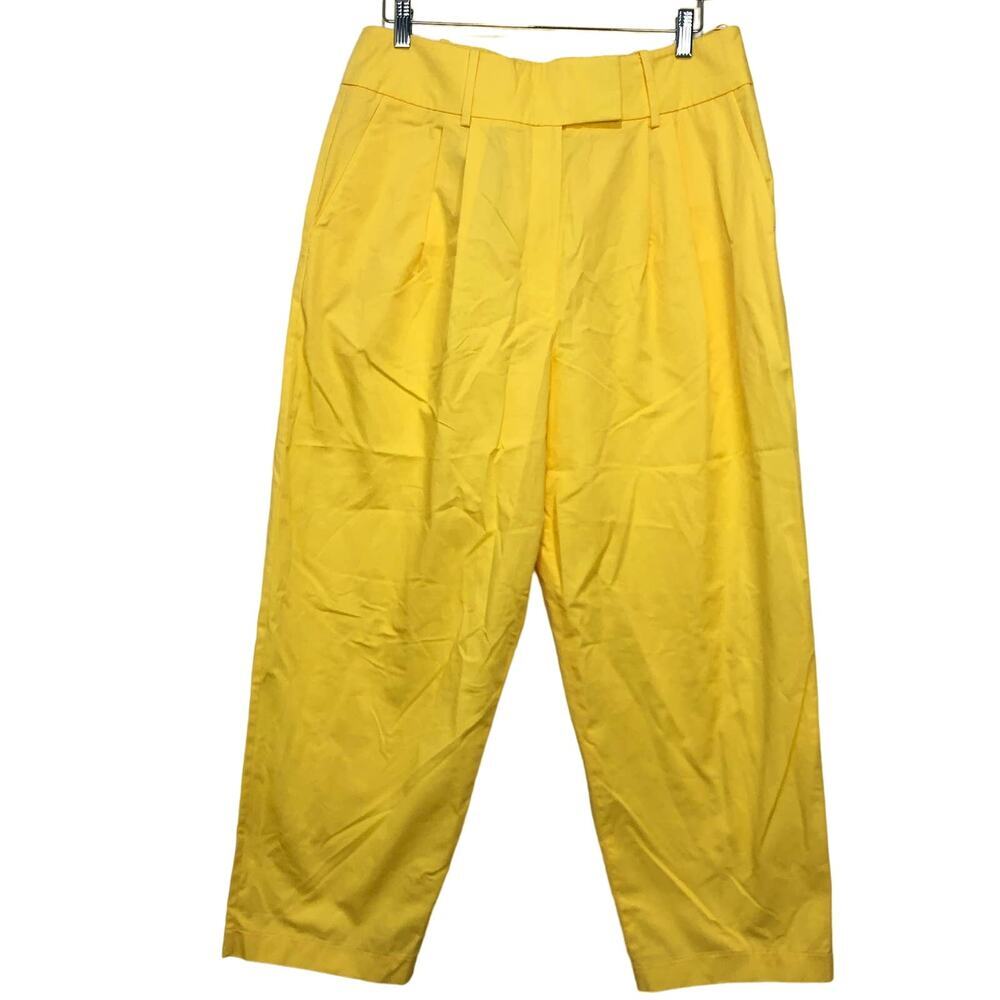 Anthropologie x Exquise Barrel Wide Leg Pleated Chino Pant Yellow/ Jaune Size L